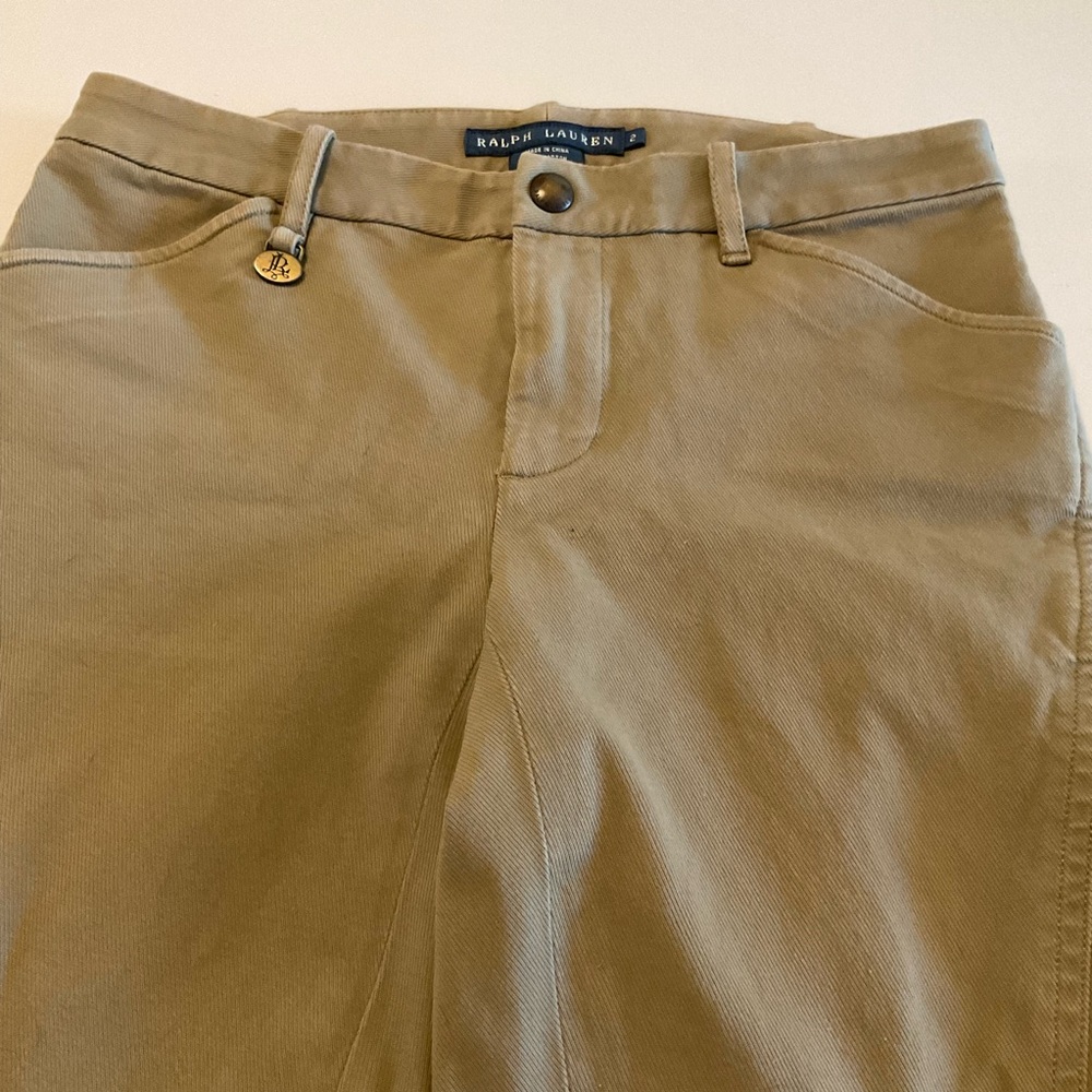 Ralph Lauren Hunt/Equestrian Pants, Suede Leg Shields, Snap Hem, Loops, Tan, Sz2 - Picture 4 of 16